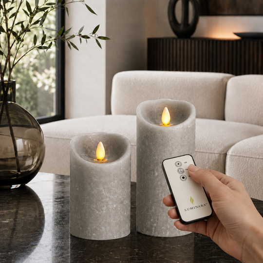 Luminara Indoor Vintage Grey Candle Duo