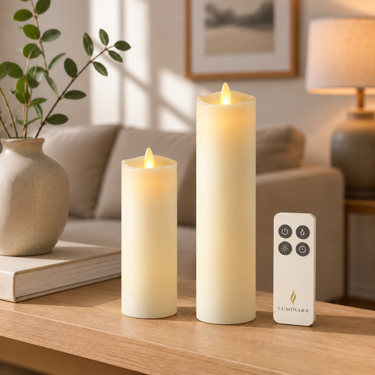 Luminara Indoor Ivory Slim Candle Duo