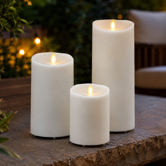 Luminara Outdoor Ivory Candle Trio